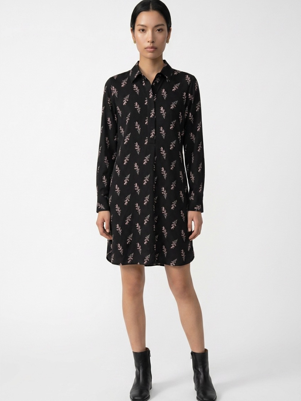 *Women’s Ann Taylor black floral shift dress SZ XS Long Sleeve